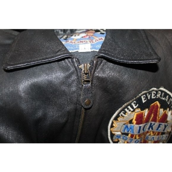 New Mickey Mouse Leather Bomber Biker Jacket - Picture 7 of 16